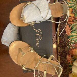 J. Crew Metallic Gold Strappy Sandals 6.5